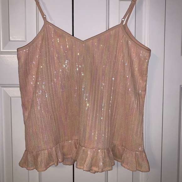 Brand New Anthropologie Peach Sequined Camisole. - Picture 3 of 5